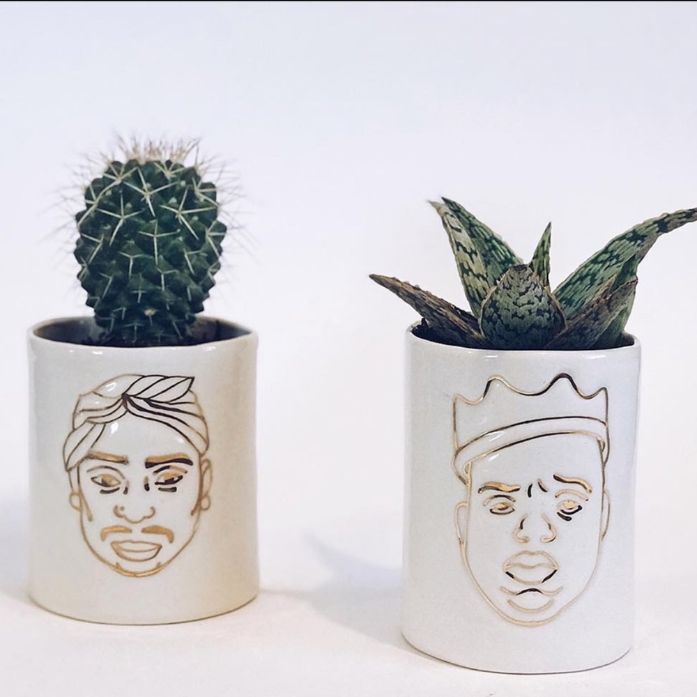 White Ceramic Face Planter